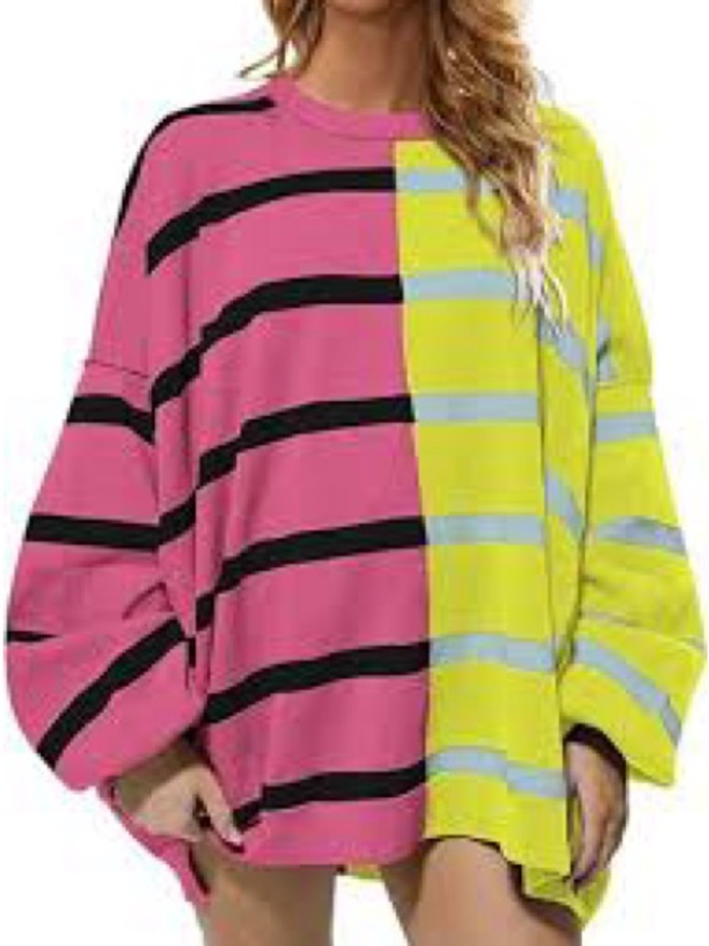 Free People Uptown Stripe “Aurora Lime Combo" color-way oversized Large